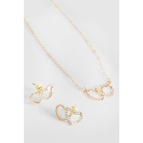 Ensemble Avec Collier Avec Pendentif Cœur Et Boucles D'Oreilles - One Size - boohoo - Modalova