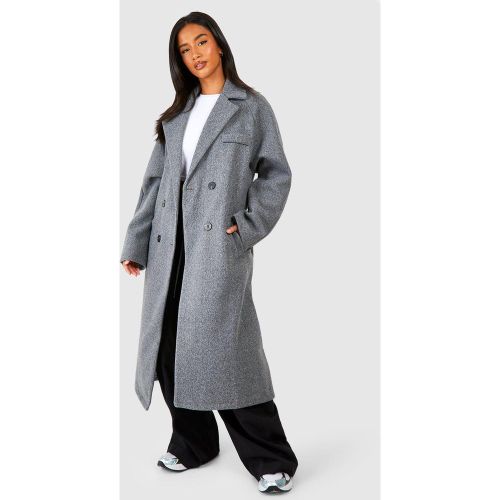 Petite" - Manteau Oversize Effet Laine À Ceinture - 42 - boohoo - Modalova