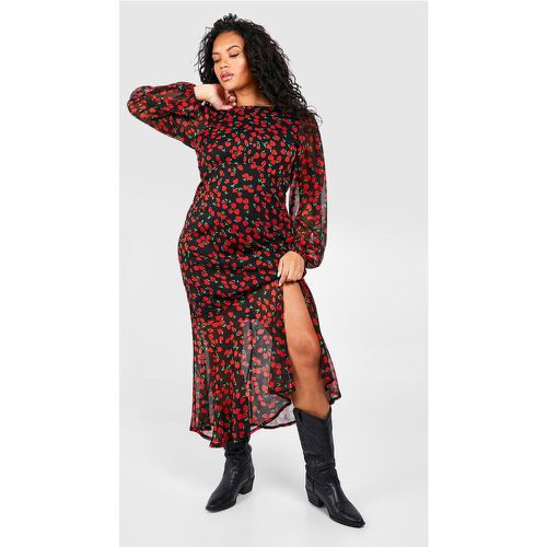 Grande Taille - Robe Longue À Bordures Et Imprimé Cerisier - 48 - boohoo - Modalova