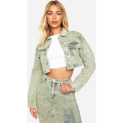 Veste Courte Délavée En Jean - 38 - boohoo - Modalova