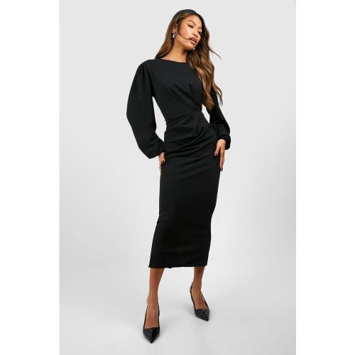 Robe Longue Drapée En Tissu Crêpe À Manches Volumineuses - 42 - boohoo - Modalova