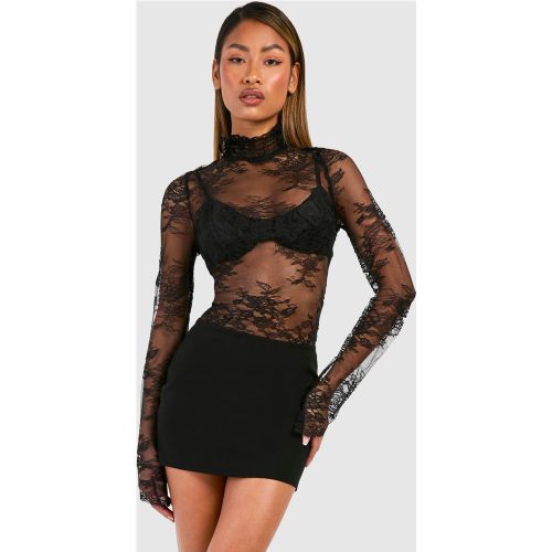 Blouse En Dentelle À Col Montant - 34 - boohoo - Modalova