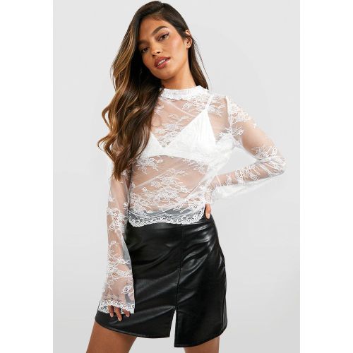 Blouse En Dentelle À Col Montant - 36 - boohoo - Modalova