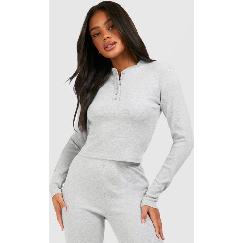 Top Boutonné À Manches Longues - 36 - boohoo - Modalova