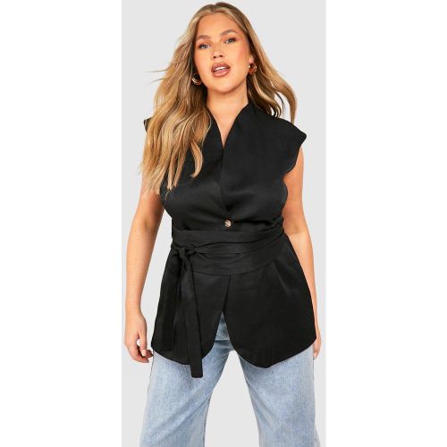 Grande Taille - Gilet Long À Ceinture Sans Manches - 50 - boohoo - Modalova