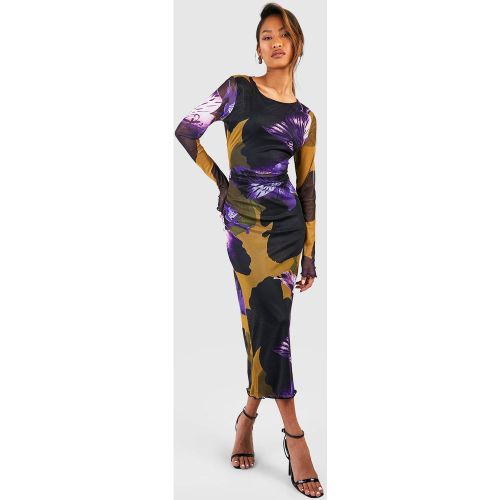 Robe Longue En Mesh À Imprimé Fleuri - 42 - boohoo - Modalova