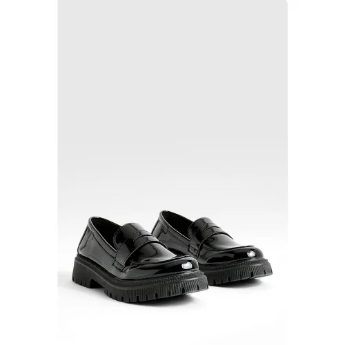Mocassins Verni - Noir - 37, Noir - boohoo - Modalova