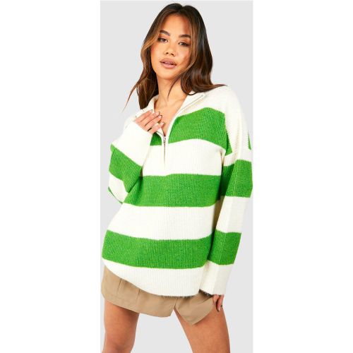 Pull Doux À Col Zippé Et Rayures - S - boohoo - Modalova