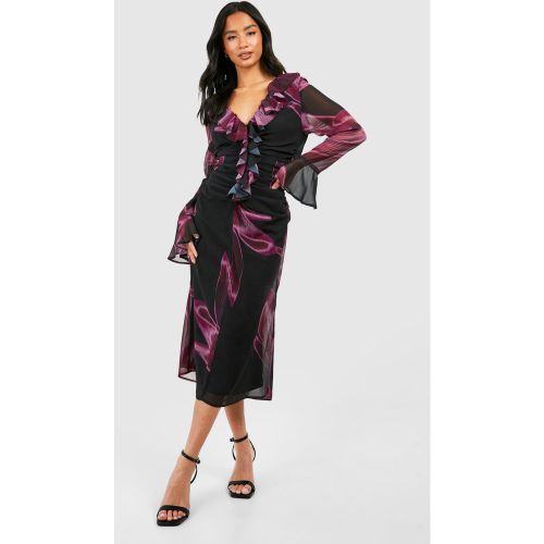 Petite" - Robe Mi-Longue Fleurie À Volants - 36 - boohoo - Modalova