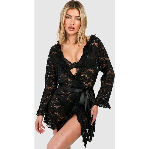 Robe De Chambre À Volants En Dentelle - boohoo - Modalova