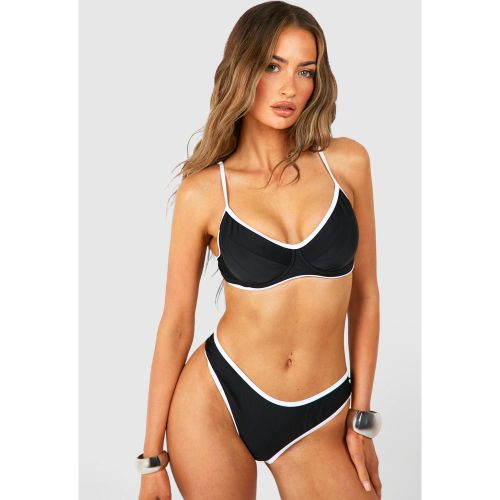 Haut De Maillot À Armatures Et Coutures Contrastantes - 34 - boohoo - Modalova
