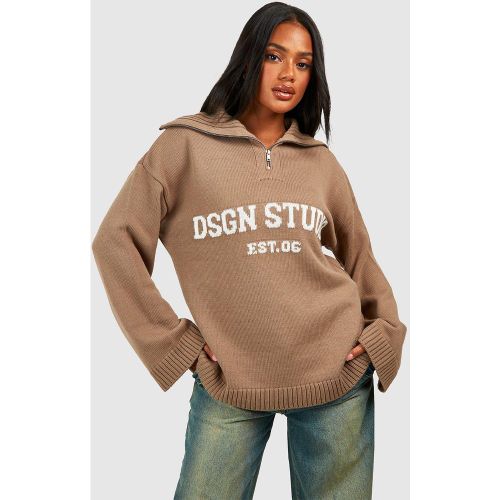 Pull Oversize Zippé À Slogan Dsgn Studio - S - boohoo - Modalova