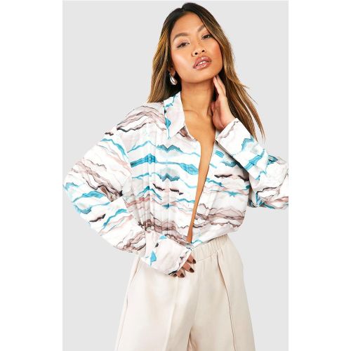 Chemise Satinée À Imprimé Marbre - 36 - boohoo - Modalova