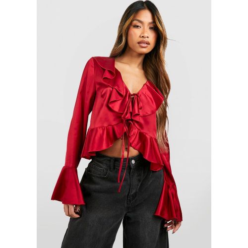 Blouse Satinée À Volants - 40 - boohoo - Modalova
