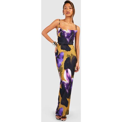 Robe Longue Plissée Fleurie - 40 - boohoo - Modalova