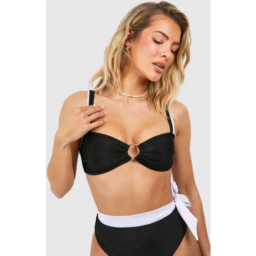 Haut De Maillot Color Block À Anneau - 34 - boohoo - Modalova