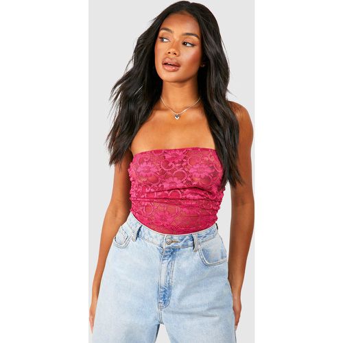 Top Bandeau Froncé En Dentelle - boohoo - Modalova