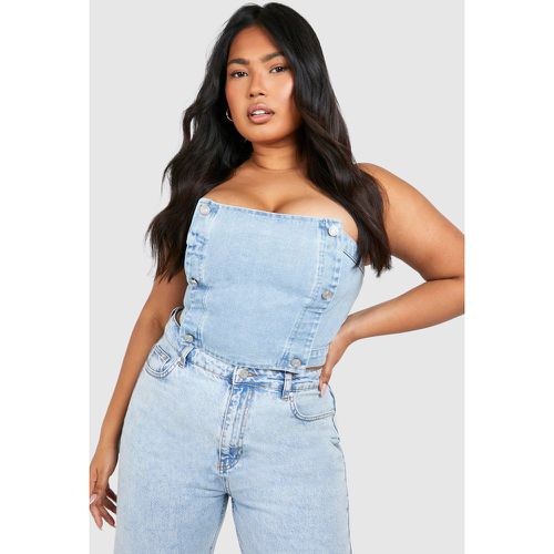 Grande Taille - Top En Jean Boutonné - 46 - boohoo - Modalova