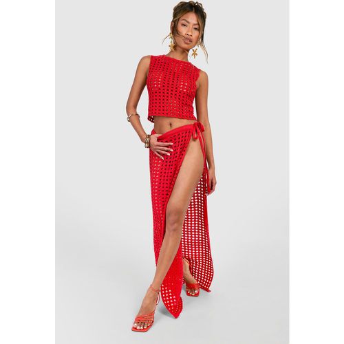 Jupe Longue Fendue En Crochet - M - boohoo - Modalova