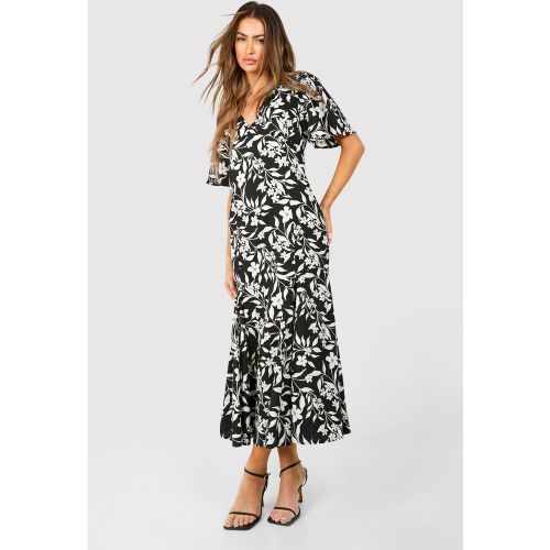 Robe Longueur Chevilles À Fleurs Et Manches Ange - 36 - boohoo - Modalova