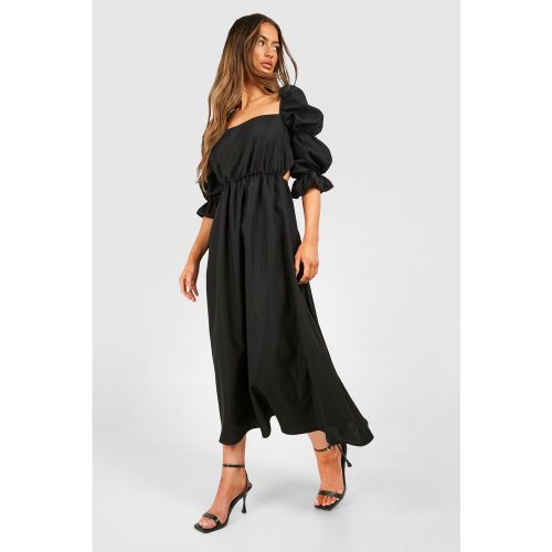 Robe Mi-Longue En Popeline À Manches Bouffantes - 36 - boohoo - Modalova