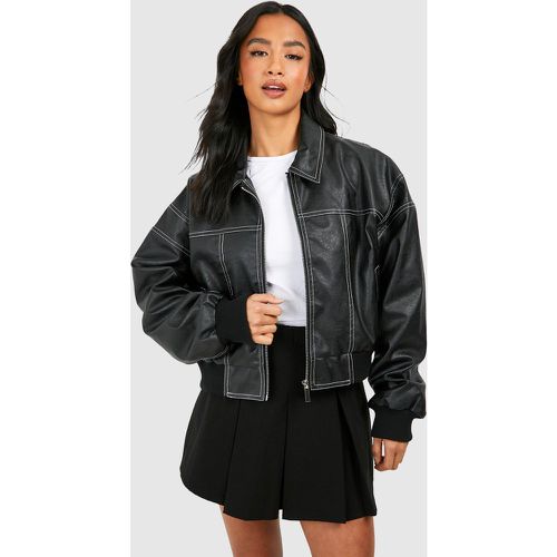 Petite" - Bomber Court À Coutures Contrastantes - 44 - boohoo - Modalova