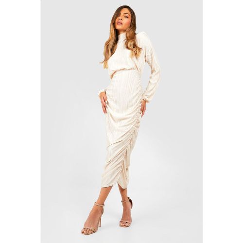 Robe Moulante Mi-Longue Plissée À Col Montant - 36 - boohoo - Modalova