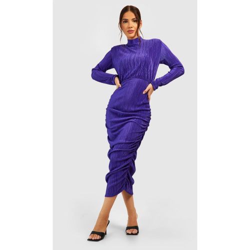 Robe Moulante Mi-Longue Plissée À Col Montant - 36 - boohoo - Modalova