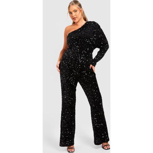 Grande Taille - Combinaison Asymétrique En Velours À Paillettes - 46 - boohoo - Modalova