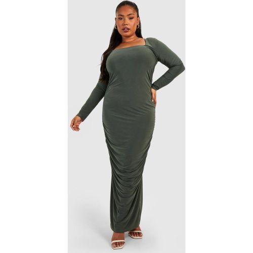 Grande Taille - Robe Mi-Longue Froncée À Col Carré - 44 - boohoo - Modalova