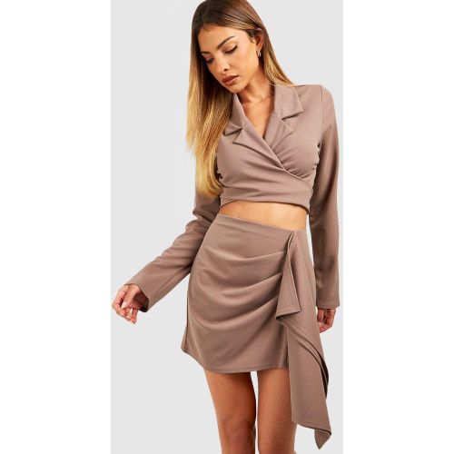 Mini-Jupe Drapée En Tissu Crêpe - 34 - boohoo - Modalova