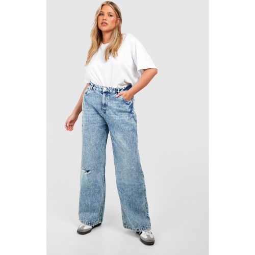 Grande Taille - Jean Droit Délavé - 56 - boohoo - Modalova