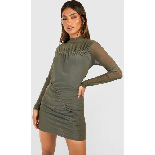 Robe Courte Froncée En Tulle À Col Montant - 46 - boohoo - Modalova