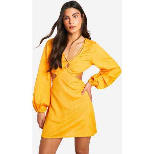 Robe Courte Nouée En Lin - 40 - boohoo - Modalova