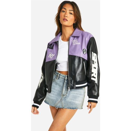 Bomber Oversize Imprimé Moto - 40 - boohoo - Modalova