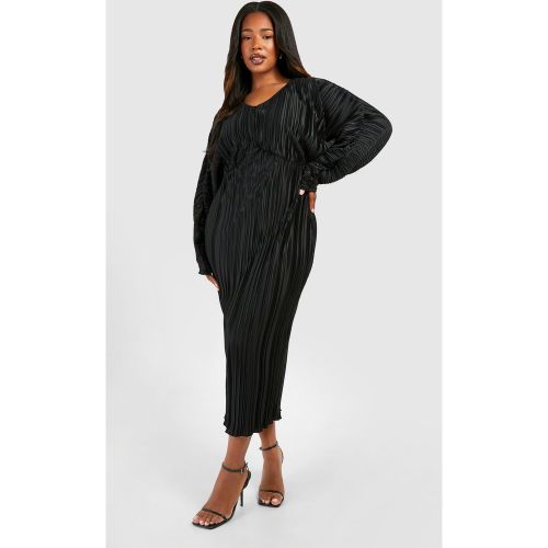 Grande Taille - Robe Mi-Longue Plissée À Manches Chauve-Souris - 44 - boohoo - Modalova