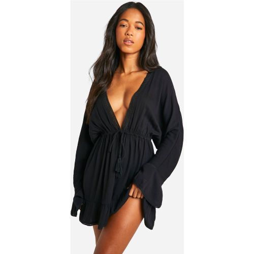 Robe De Plage Courte En Dentelle - M - boohoo - Modalova