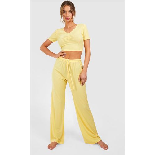 Ensemble De Pyjama En Pointelle Avec T-Shirt Et Pantalon - 36 - boohoo - Modalova