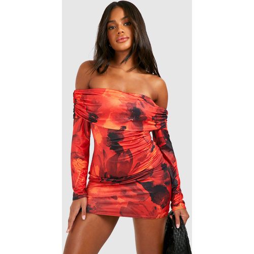 Robe Courte Imprimée À Col Bateau - 40 - boohoo - Modalova