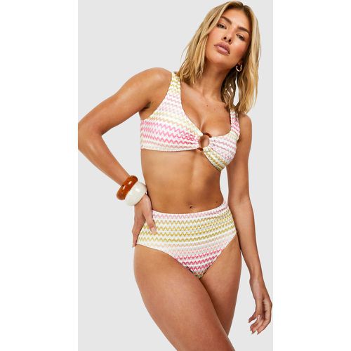 Bas De Maillot Taille Haute Imprimé Zigzag - 38 - boohoo - Modalova