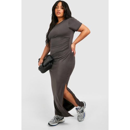 Grande Taille - Robe T-Shirt Fendue Froncée En Jersey - 44 - boohoo - Modalova