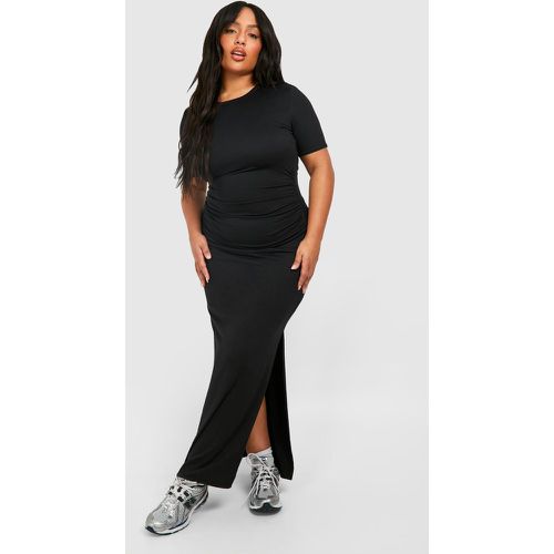 Grande Taille - Robe T-Shirt Fendue Froncée En Jersey - 48 - boohoo - Modalova