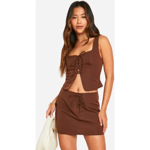 Mini-Jupe À Lacets - 34 - boohoo - Modalova