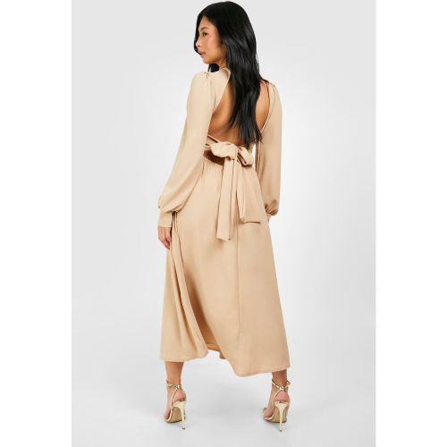 Petite" - Robe Mi-Longue Satinée À Manches Larges - 38 - boohoo - Modalova
