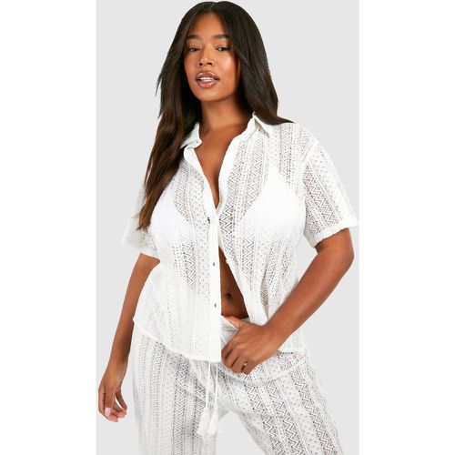 Plus" Crochet Beach Shirt - boohoo - Modalova