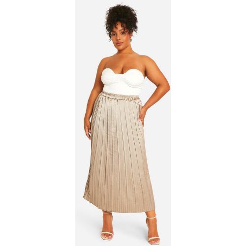 Grande Taille - Jupe Longue Plissée Satinée - 56 - boohoo - Modalova