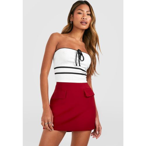 Bandeau Côtelé À Détails En Dentelle - 34 - boohoo - Modalova