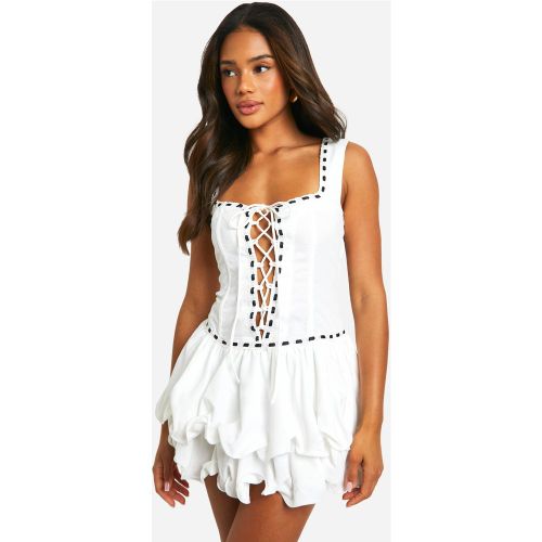 Robe Courte À Volants Et Nœud - 36 - boohoo - Modalova