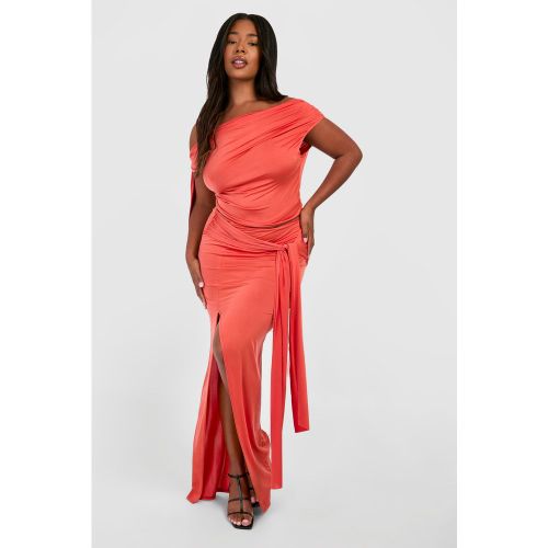Grande Taille - Jupe Longue Moulante Nouée - 44 - boohoo - Modalova