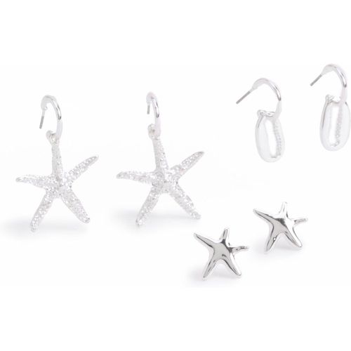 Silver 3 Pack Sea Detail Earrings - - boohoo - Modalova